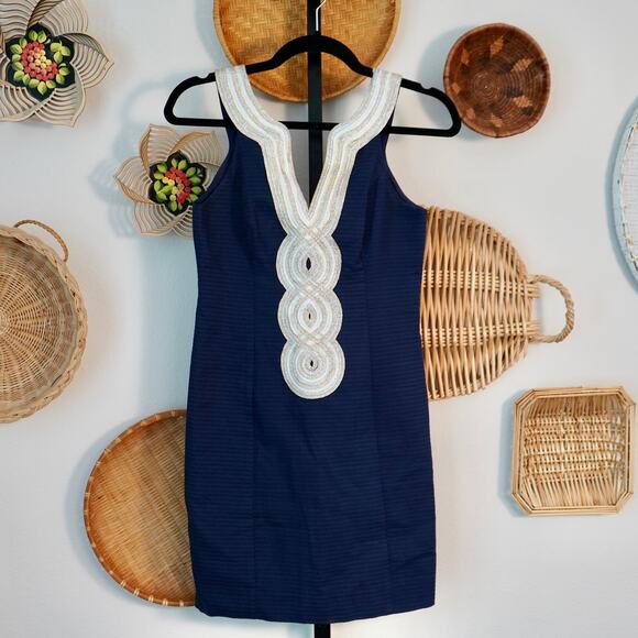 NEW Lilly Pulitzer Valli Shift Dress True Navy Womens Size 00 - Picture 3 of 10